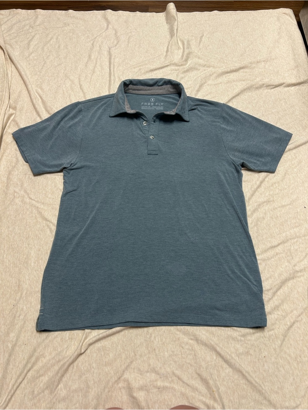 Free Fly Men’s Bamboo Flex Polo Heather Blue Performance Stretch Comfort